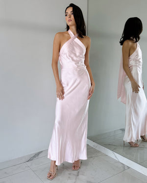 Light Pink Halter Maxi Dress