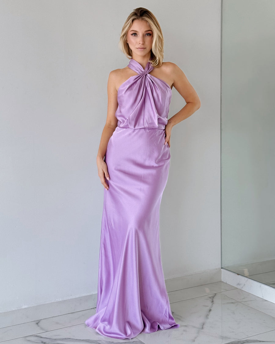 Lilac Halter Gown Dress