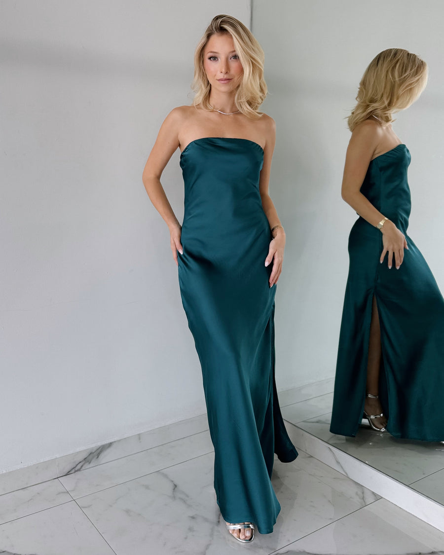 Emerald Strapless Gown Dress