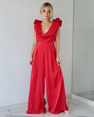 Red Flower Detail Jumpsuit