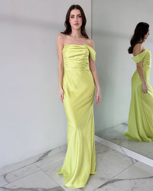 Lemon One Shoulder Gown Dress