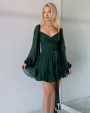 Forest Green Shoulder Pads Romper