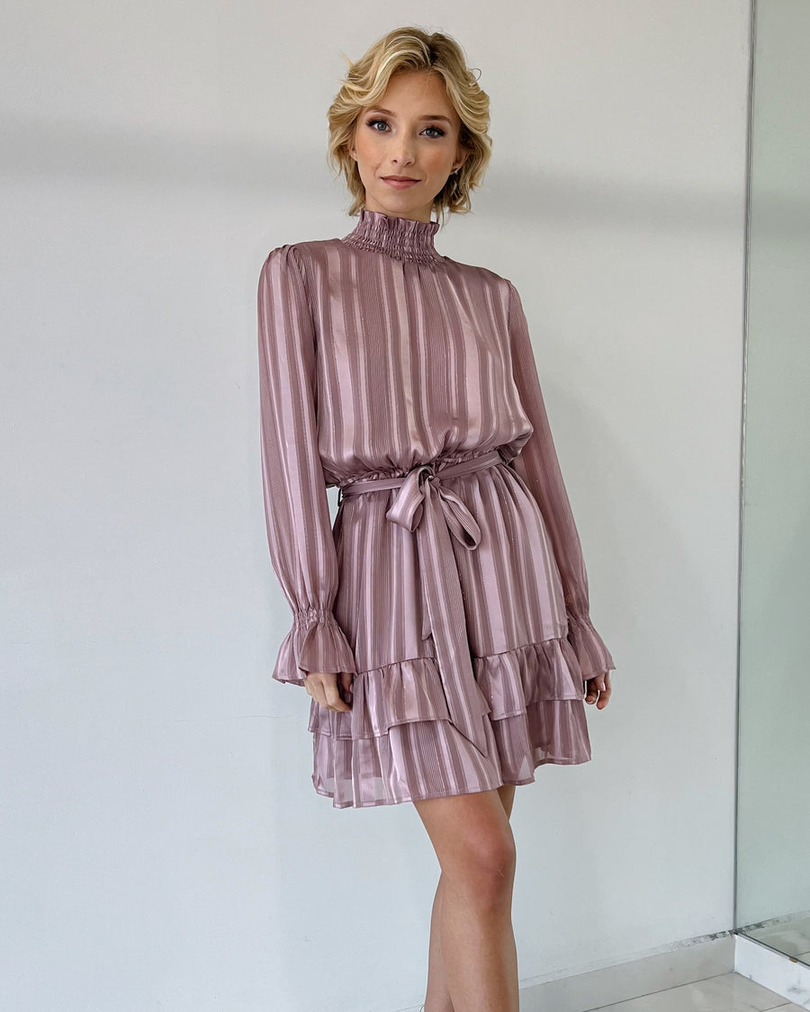 Mauve Stripped Mini Dress