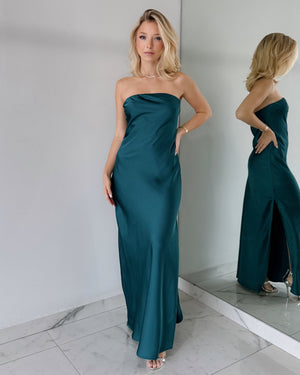 Emerald Strapless Gown Dress