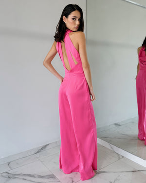 Pink Open Back Jumpsuit