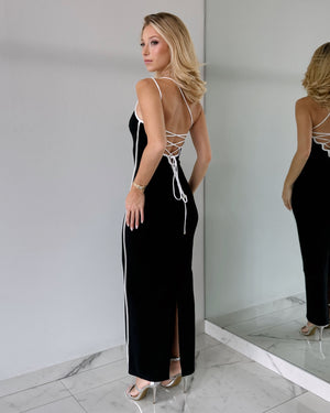 Black One Shoulder Midi Dress