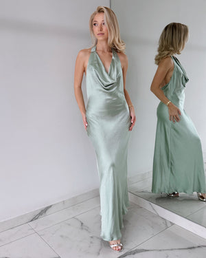 Mint Silk Maxi Dress