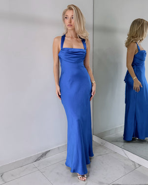 Blue Open Back Maxi Dress