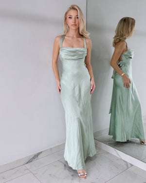 Mint Open Back Maxi Dress