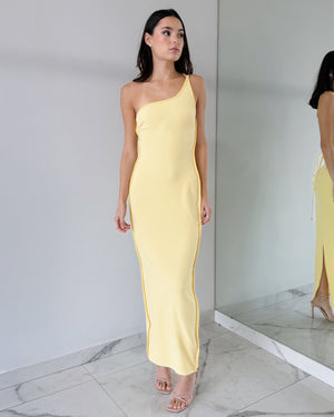 Yellow One Shoulder Midi Dress