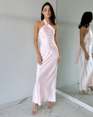 Light Pink Halter Maxi Dress