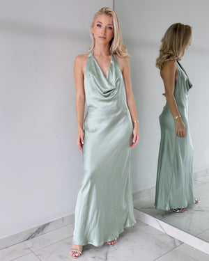 Mint Silk Maxi Dress