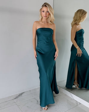 Emerald Strapless Gown Dress