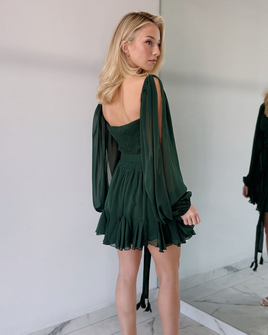 Forest Green Shoulder Pads Romper