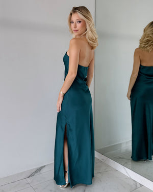 Emerald Strapless Gown Dress