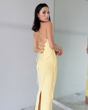 Yellow One Shoulder Midi Dress