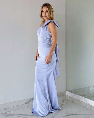 Baby Blue One Shoulder Gown Dress