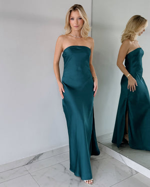 Emerald Strapless Gown Dress