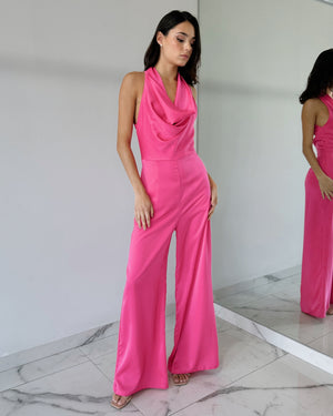 Pink Open Back Jumpsuit