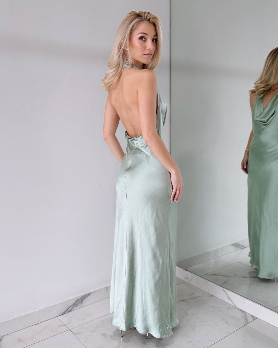 Mint Silk Maxi Dress