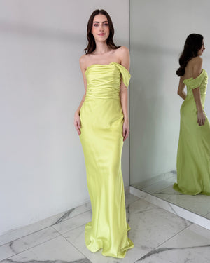 Lemon One Shoulder Gown Dress