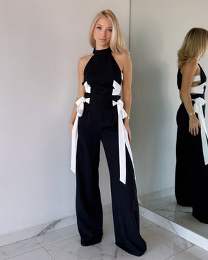 Black White Detail Jumpsuit