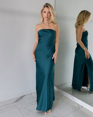 Emerald Strapless Gown Dress