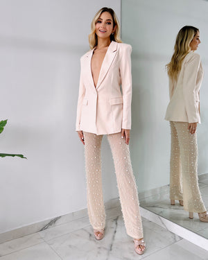 Nude Blazer + Pearl Pant Set